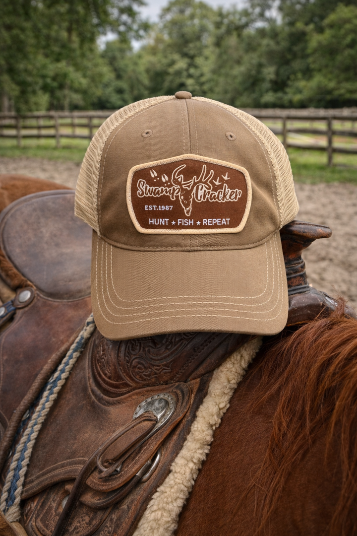 Swamp Cracker Hunt Fish Repeat Patch Hat