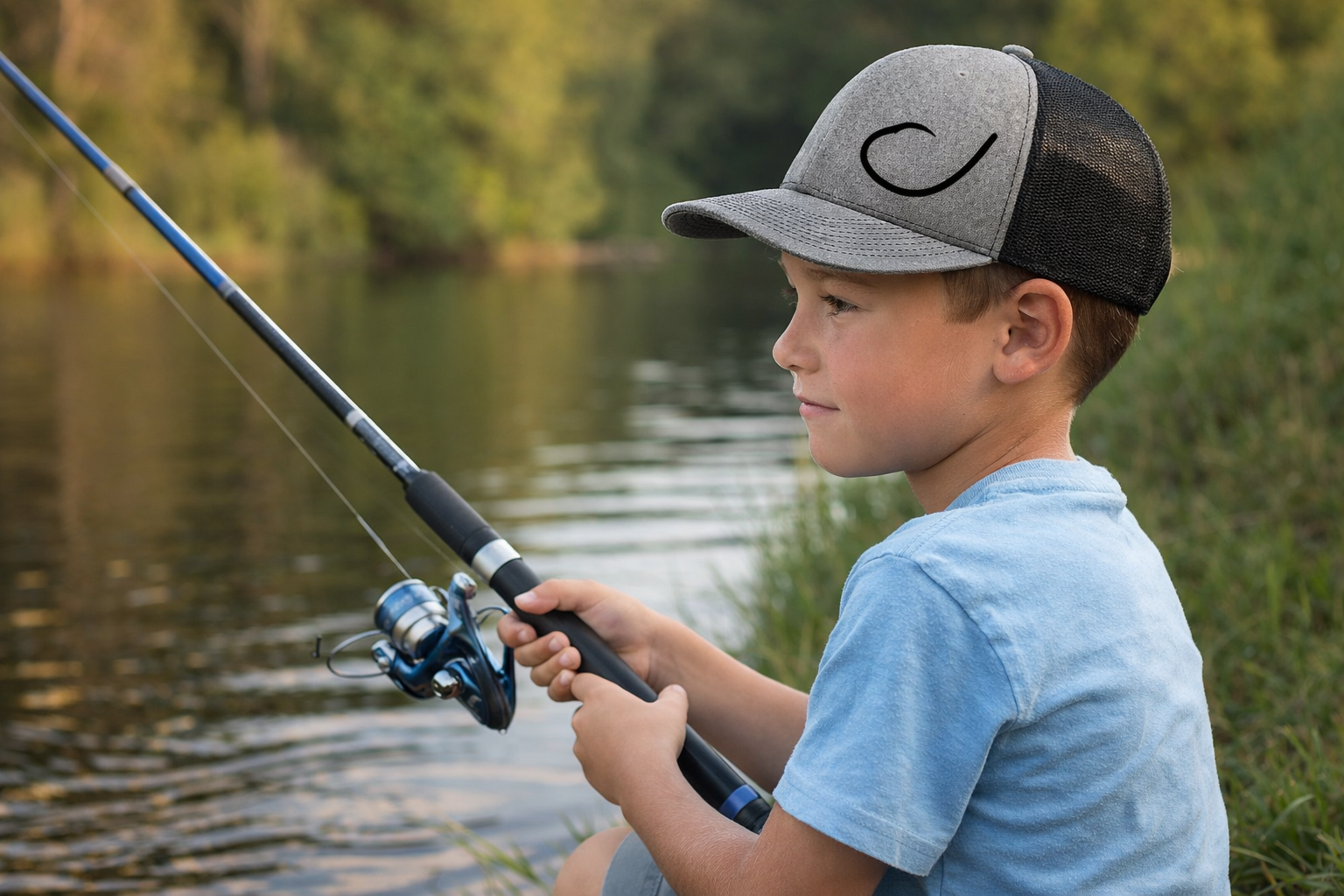 Youth Circle Hook Salty and Swamp Cracker Snapback Hat