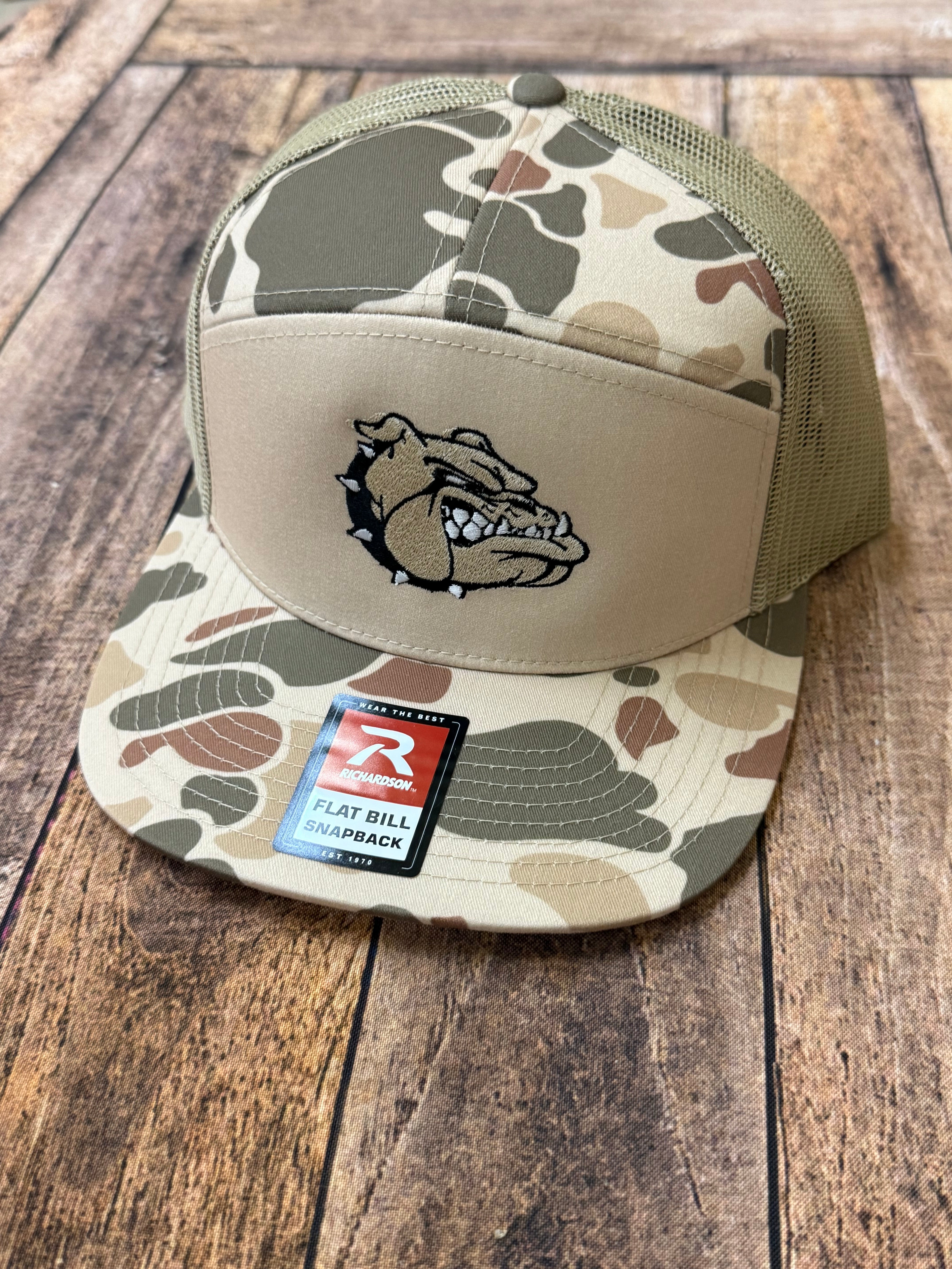 Bulldogs Embroidered Bulldog Head 7 Panel Flatbill Hat