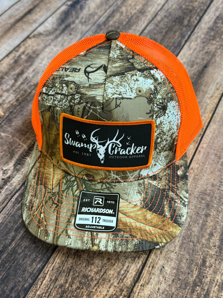 Camo Swamp Cracker Orange Logo Patch hat
