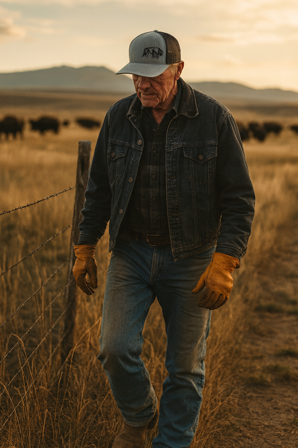 Wandering Buffalo Outline Swamp Cracker Snapback Hat