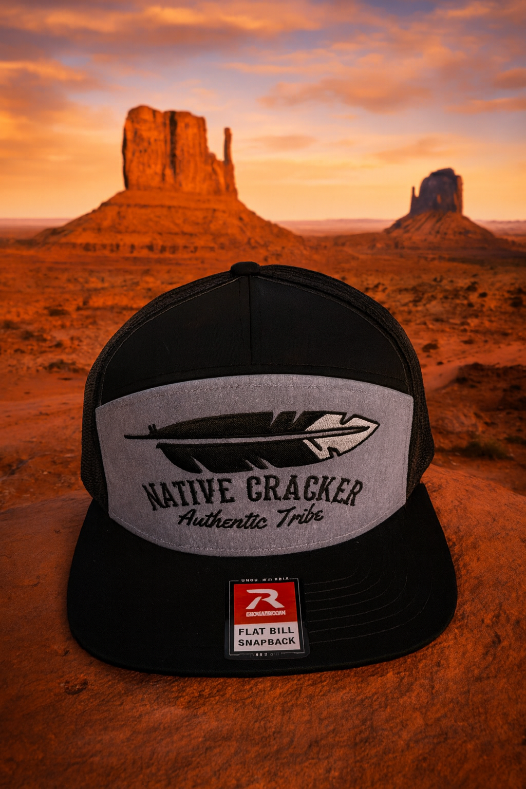 Native Cracker Feather Flatbill SnapBack Hat