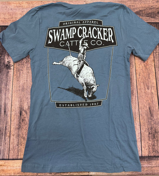 Bull Rider Swamp Cracker Steel Blue Cattle Company Shirt