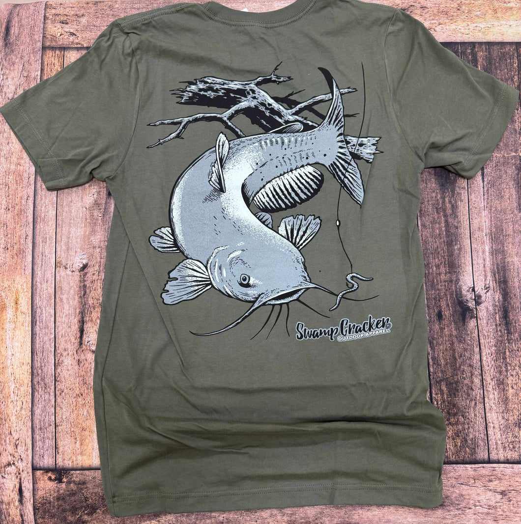 Catfish Fishing Swamp Cracker Shirt Small