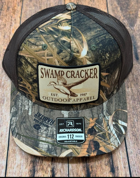 Mossy Oak Habitat camo duck Swamp Cracker patch hat