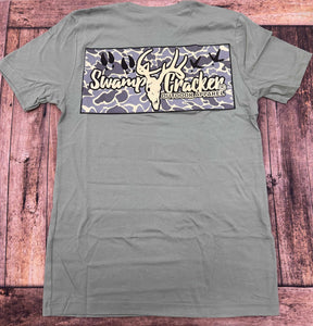 Old School Duck Camo Swamp Cracker Logo  Shirt