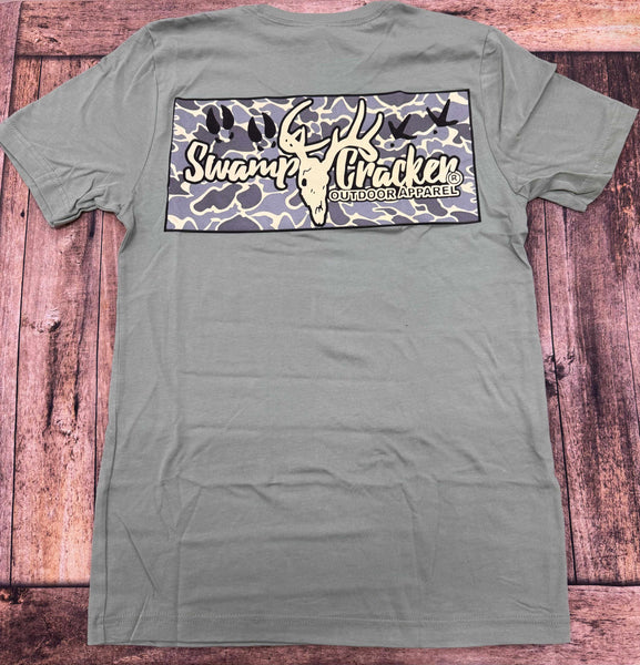 Old School Duck Camo Swamp Cracker Logo  Shirt