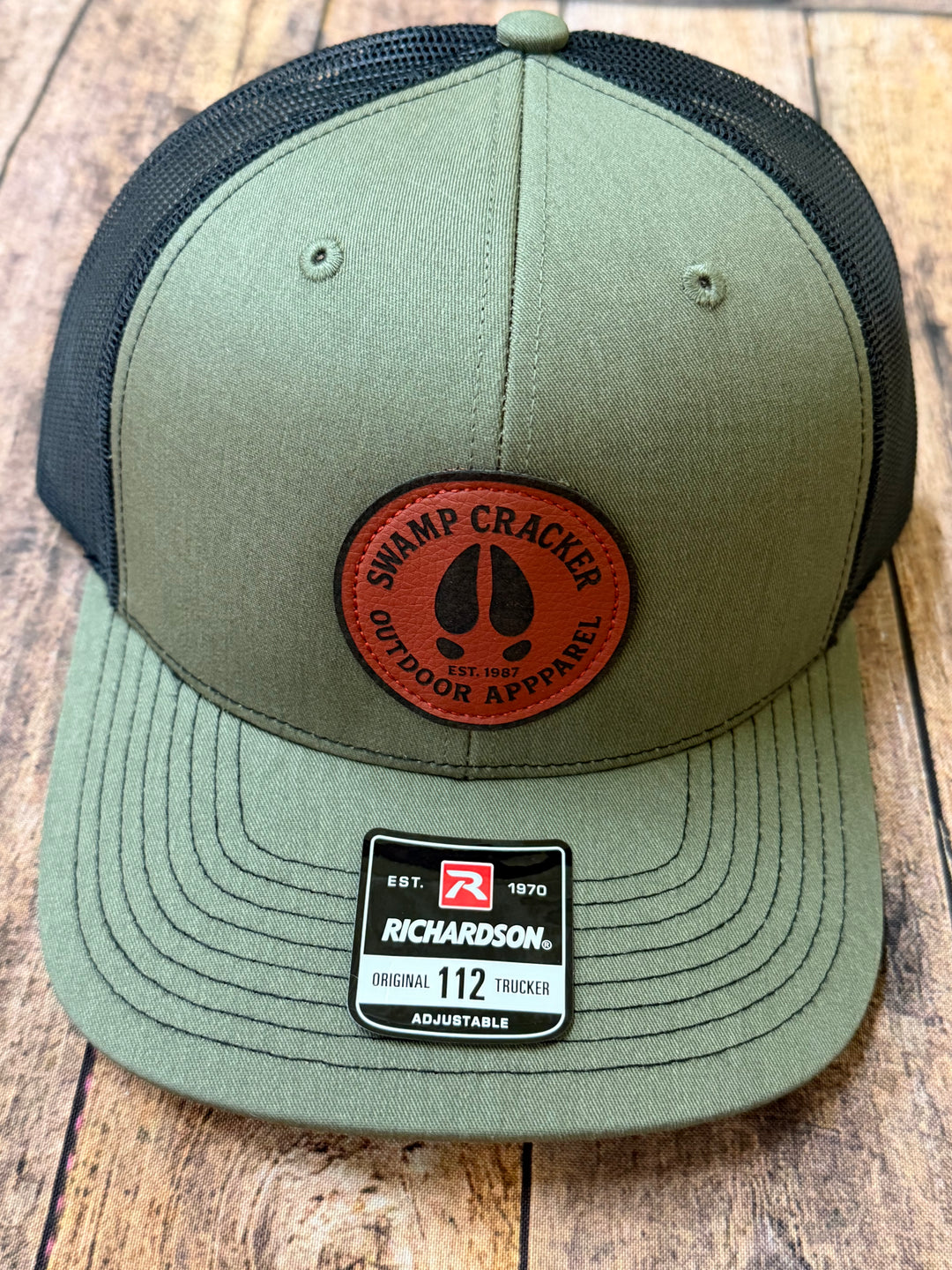 Swamp Cracker Deer Track Leather Patch Hat