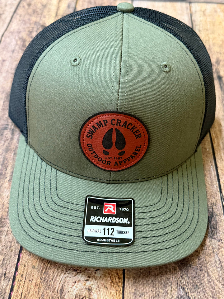 Swamp Cracker Deer Track Leather Patch Hat