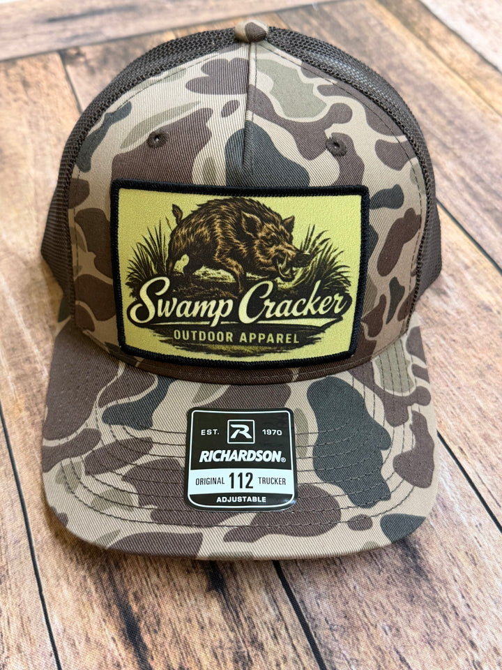 Swamp Cracker Postcard Patch Wild Hog Hat