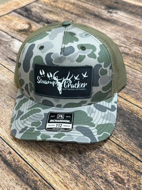 Swamp Cracker Marsh camo logo patch Snapback hat