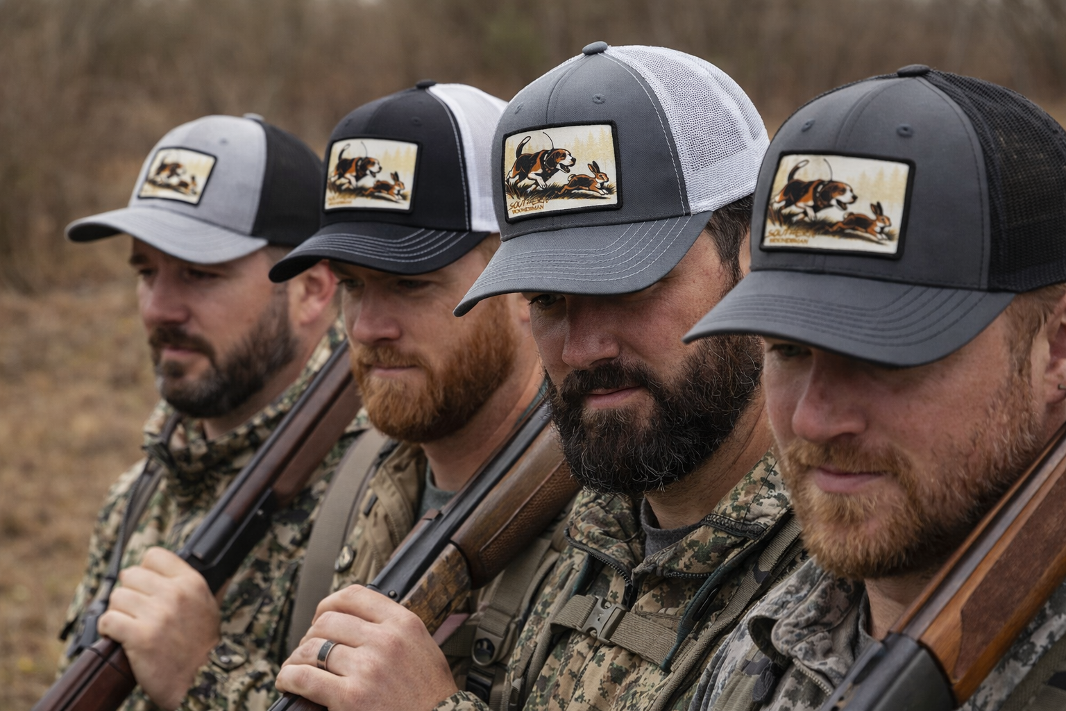 Beagle Chasing Rabbit Patch Southern Houndsman Outdoorsman Hat