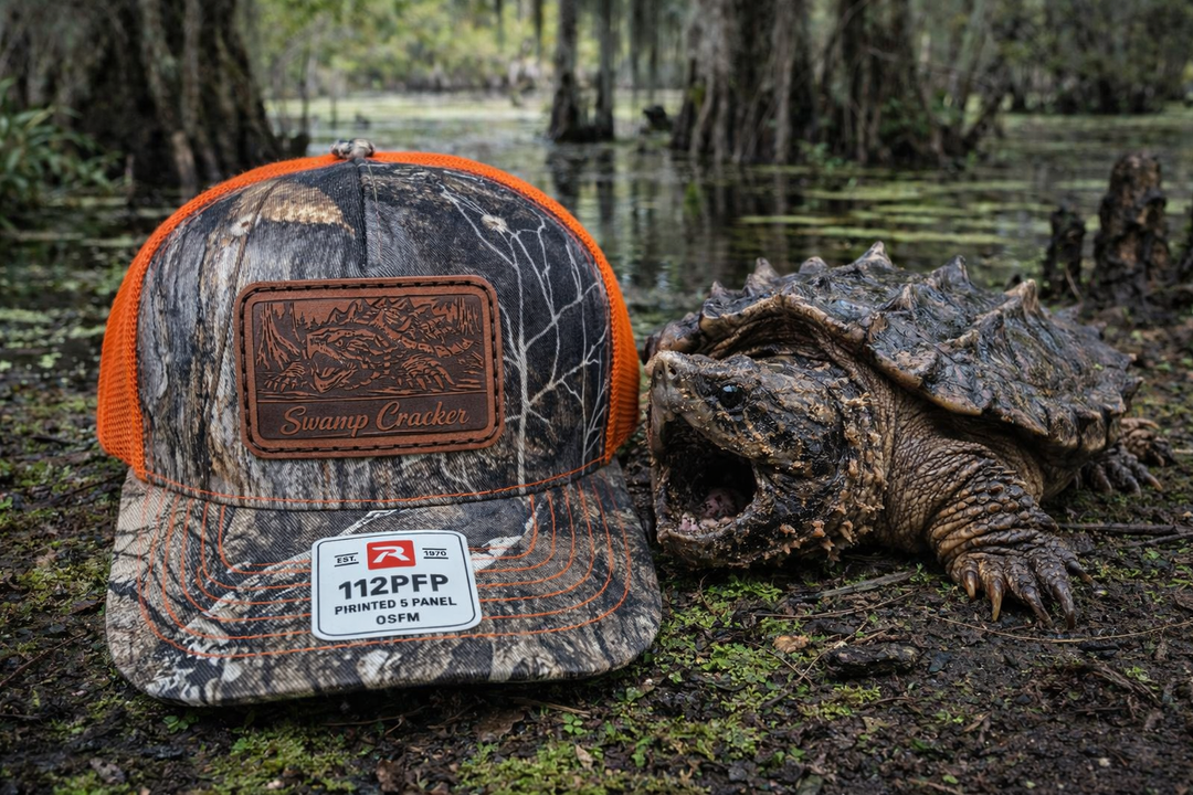 Swamp Cracker Snapping Turtle Leather Patch Hat