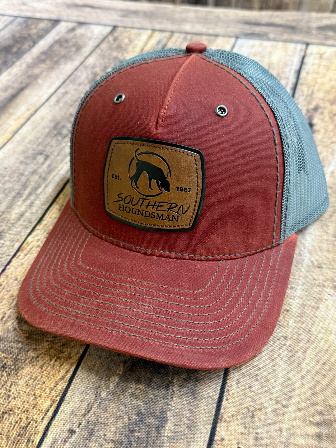 Southern  Houndsman Leather Logo waxed patch Snapback Hat