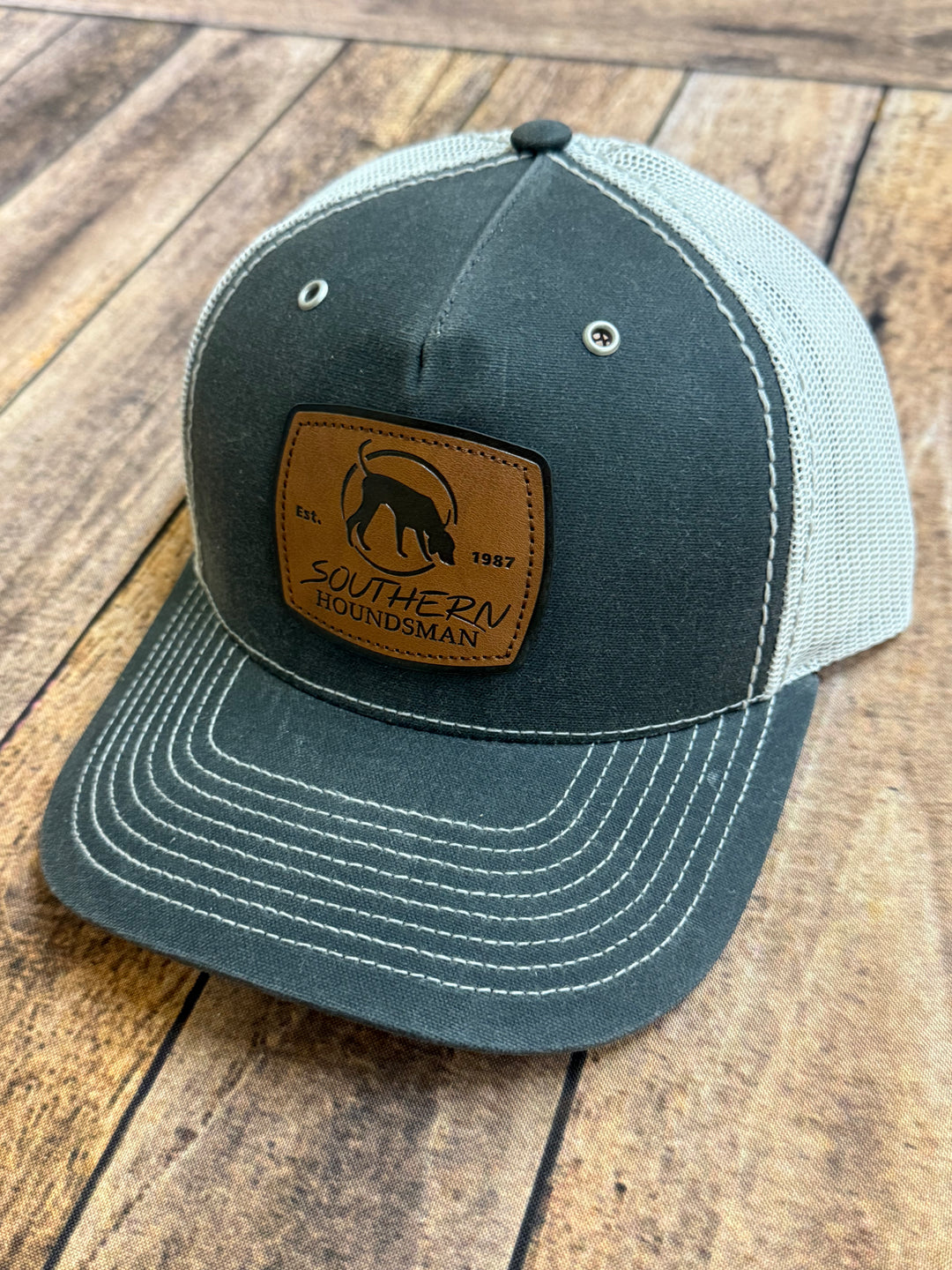 Southern  Houndsman Leather Logo waxed patch Snapback Hat