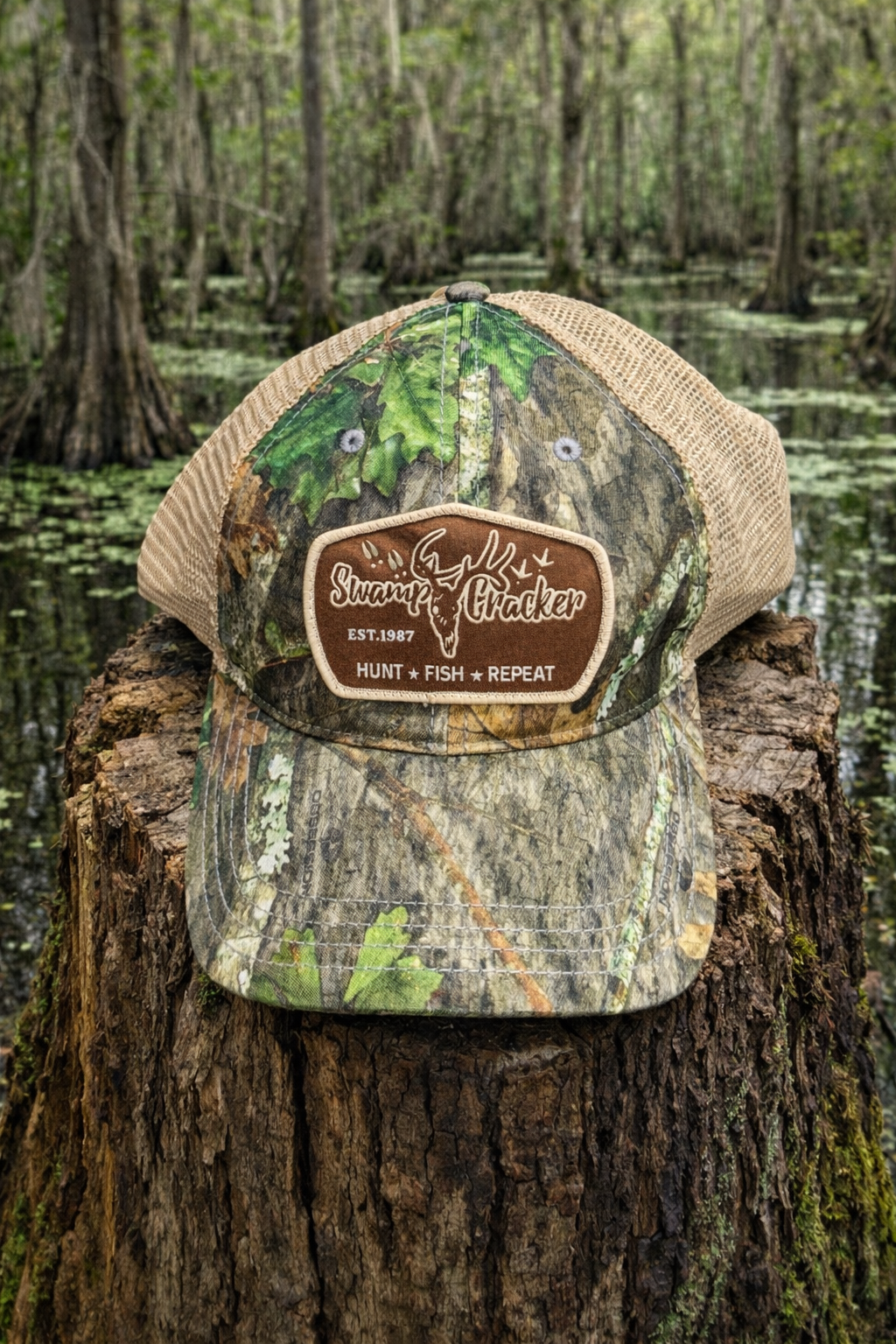 Swamp Cracker Hunt Fish Repeat Patch Hat