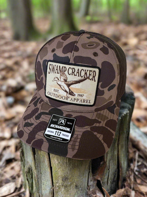 Bark Duck camo duck Swamp Cracker patch hat