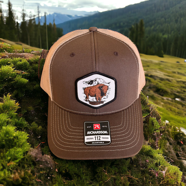 Native cracker mountain bison patch hat