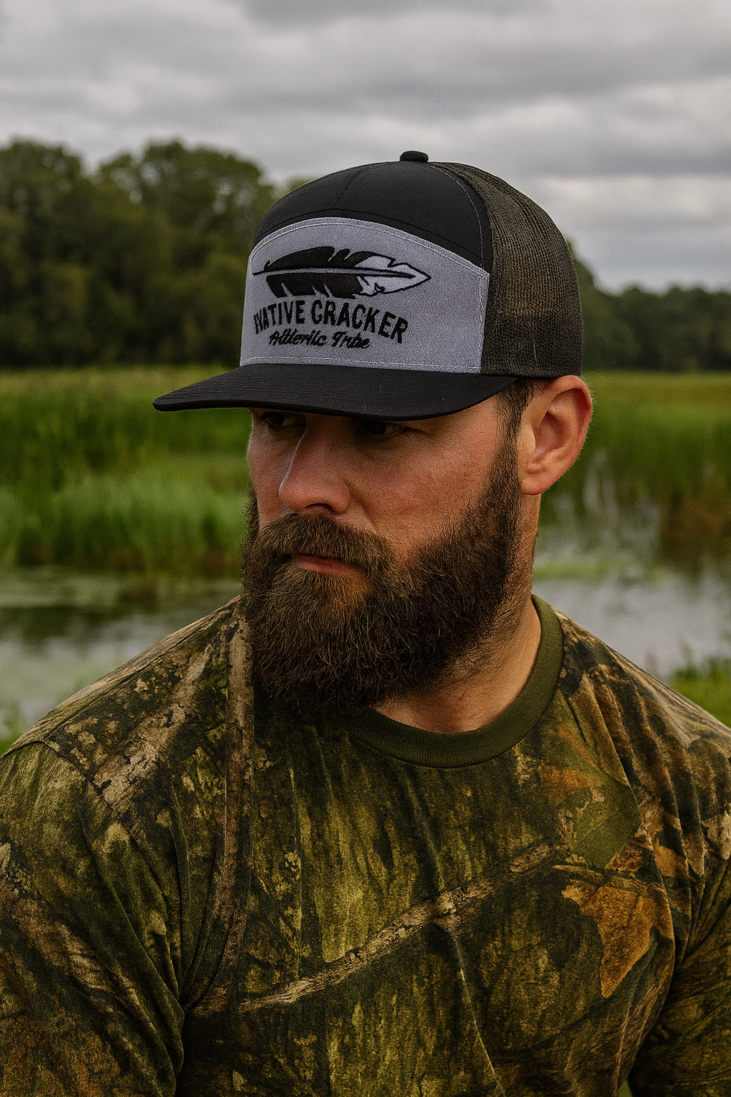 Native Cracker Feather Flatbill SnapBack Hat