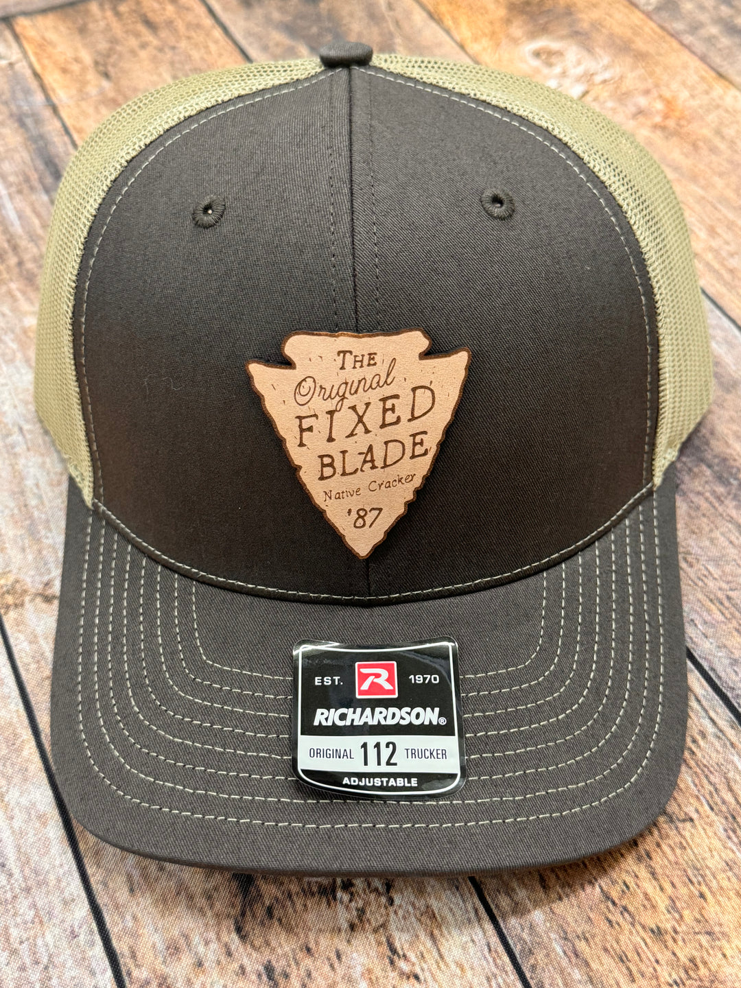 Native Cracker Fixed Blade Leather Patch Hat