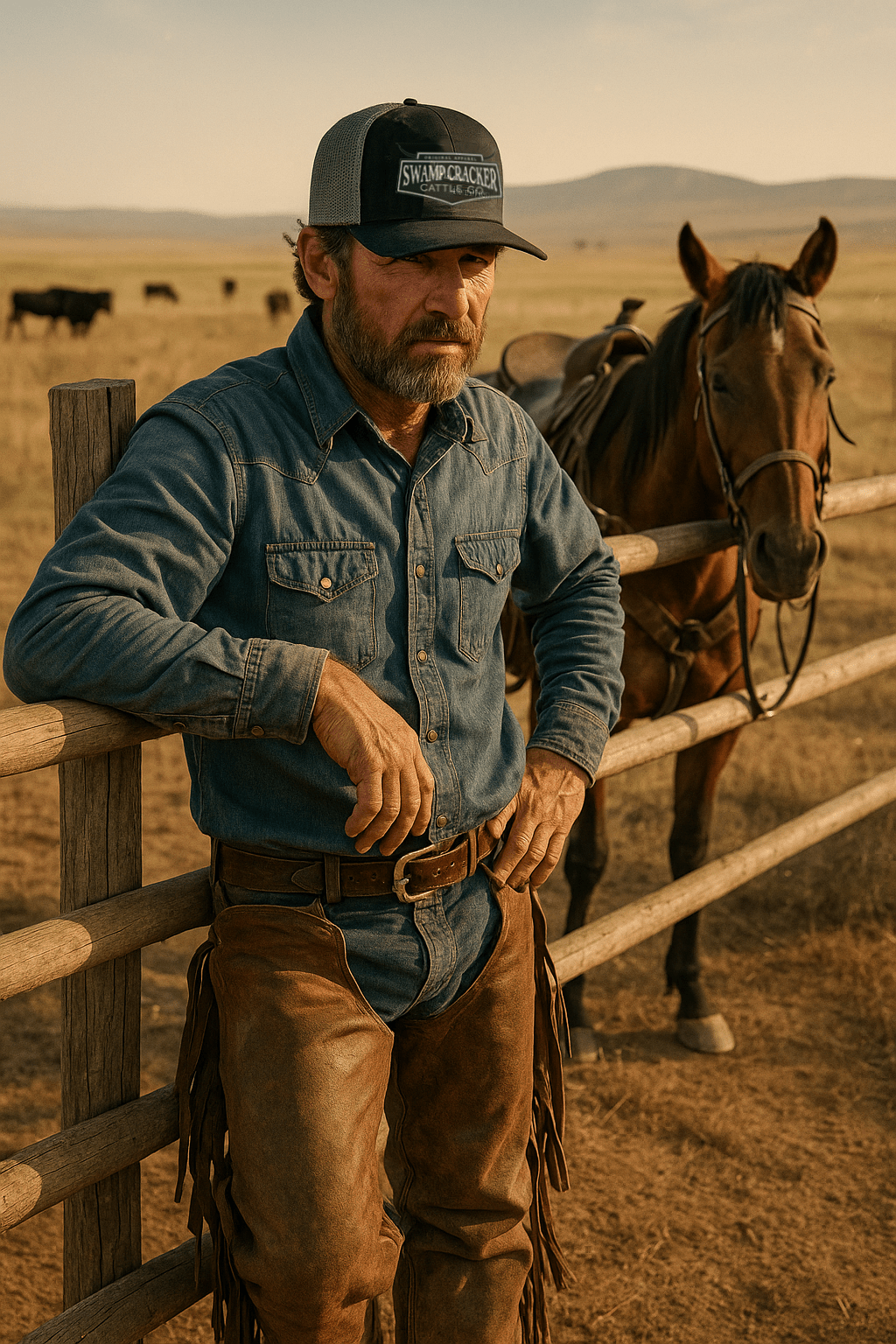 Cattle Company Full Logo Patch - Swamp Cracker Snapback Hat - Swamp Cracker Outdoor Apparel