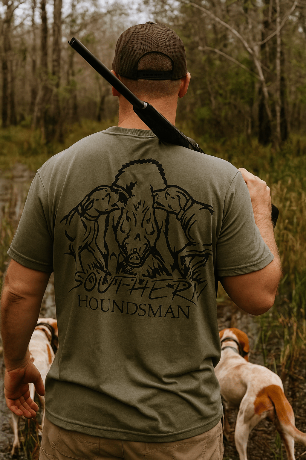 Double Hog Catch Dog Southern Houndsman T-Shirt - Swamp Cracker Outdoor Apparel