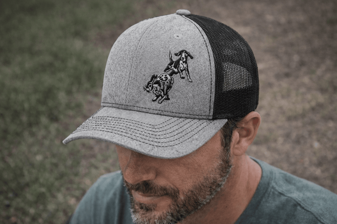 Frontal Beagle Chasing Rabbit Southern Houndsman Snapback Hat - Swamp Cracker Outdoor Apparel