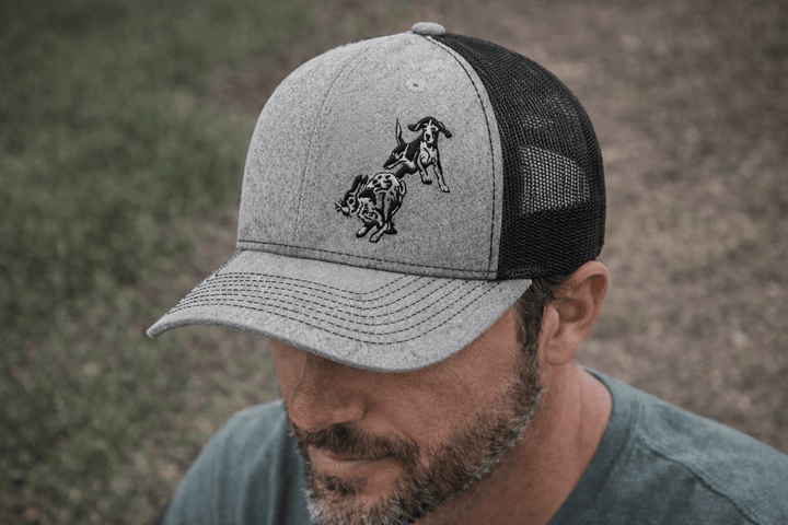 Frontal Beagle Chasing Rabbit Southern Houndsman Snapback Hat - Swamp Cracker Outdoor Apparel