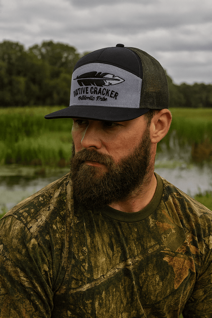 Native Cracker Feather Flatbill SnapBack Hat - Swamp Cracker Outdoor Apparel