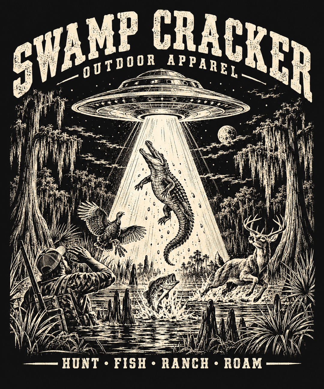 Pre-Order Swamp Cracker Alligator Abduction Graphic T-Shirt - Swamp Cracker Outdoor Apparel