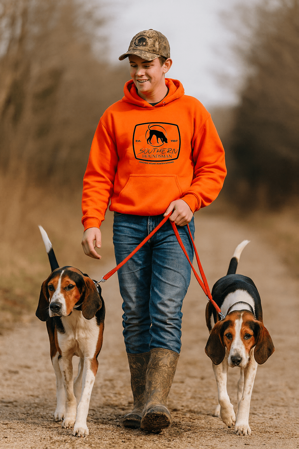 Southern Houndsman Youth Safety Orange Pullover Hoodie - Swamp Cracker Outdoor Apparel