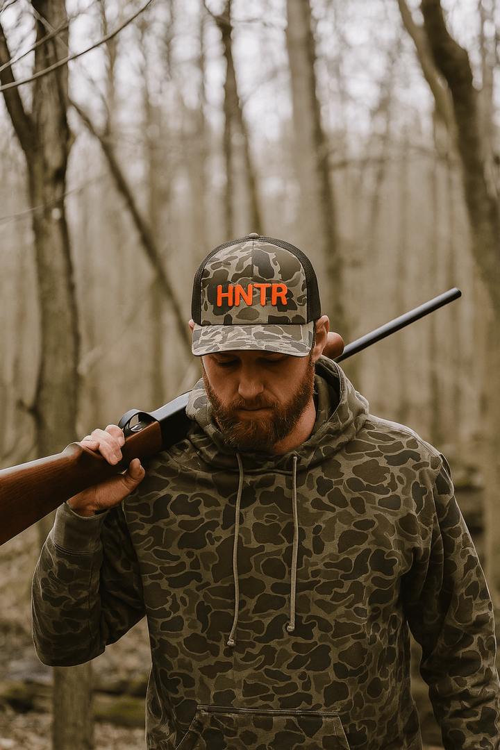 Swamp Cracker Bark Duck Camo Blaze Orange HNTR Hat - Swamp Cracker Outdoor Apparel