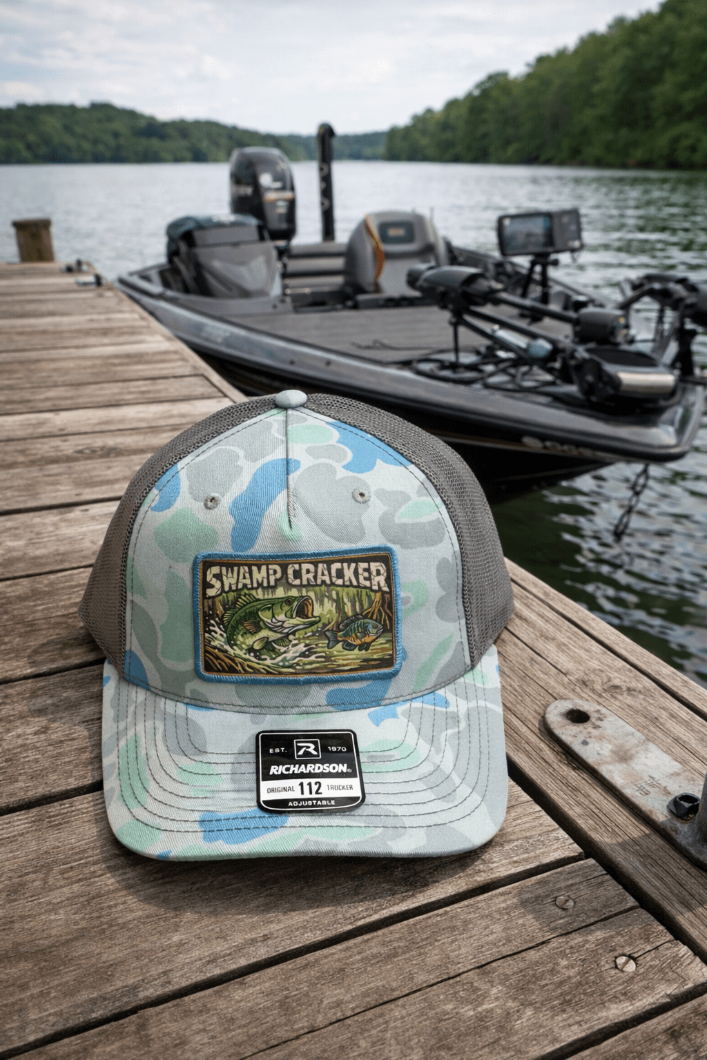 Swamp Cracker Bass Chasing Bream patch hat - Swamp Cracker Outdoor Apparel