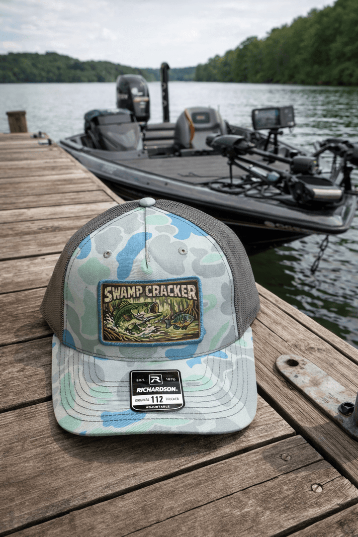 Swamp Cracker Bass Chasing Bream patch hat - Swamp Cracker Outdoor Apparel