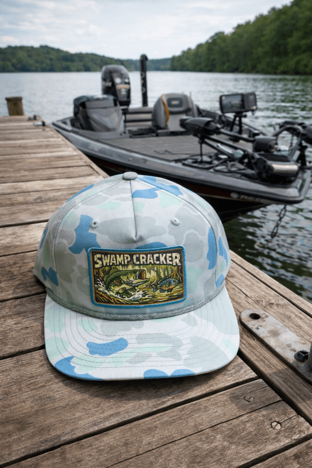 Swamp Cracker Bass Chasing Bream patch hat - Swamp Cracker Outdoor Apparel