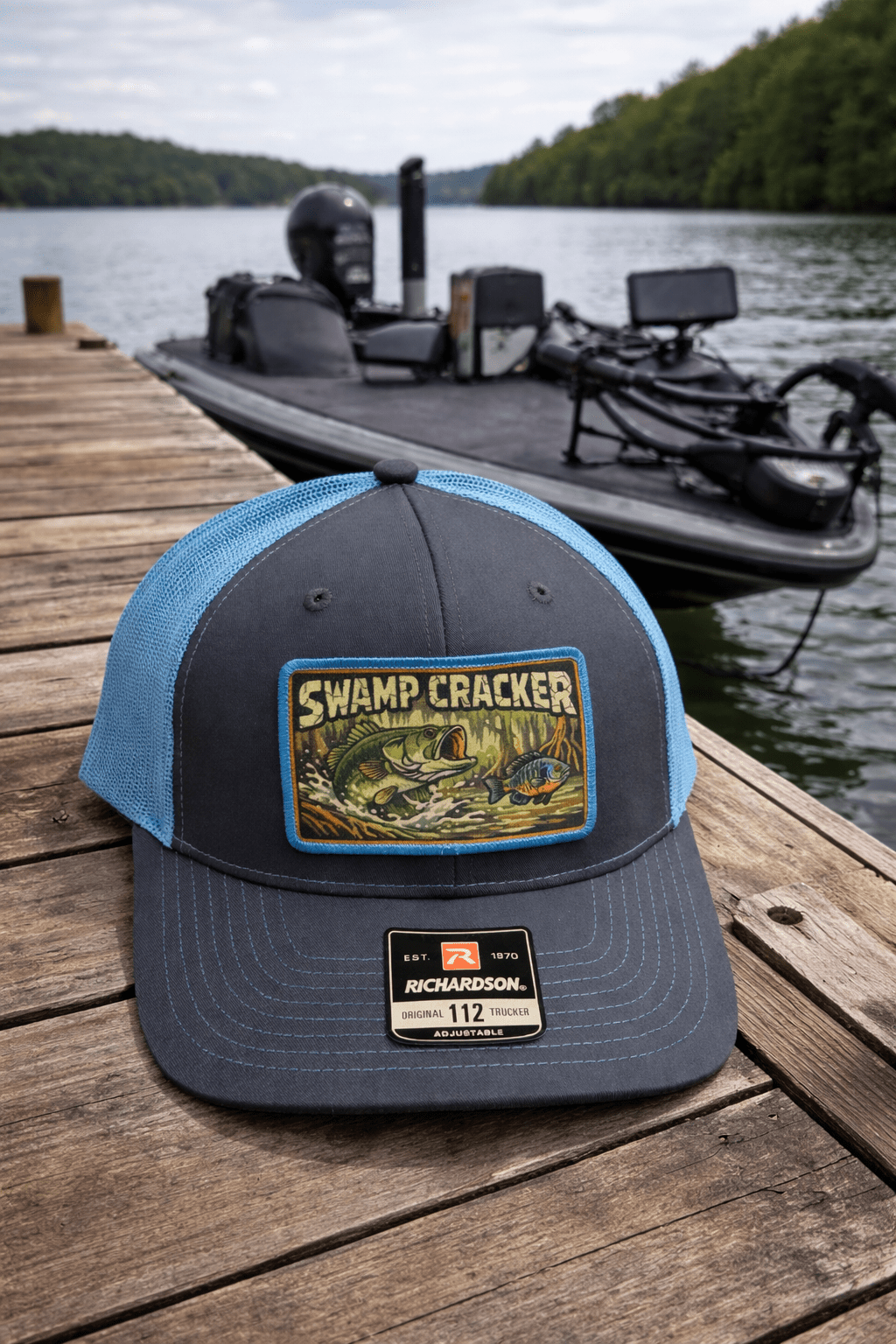 Swamp Cracker Bass Chasing Bream patch hat - Swamp Cracker Outdoor Apparel