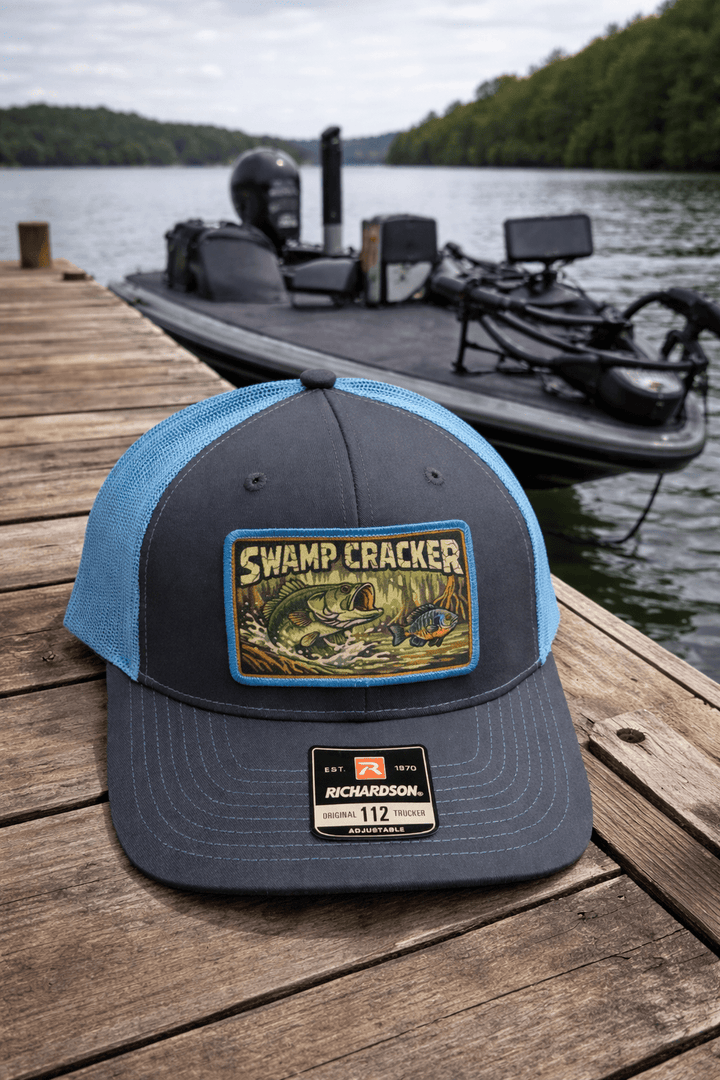 Swamp Cracker Bass Chasing Bream patch hat - Swamp Cracker Outdoor Apparel