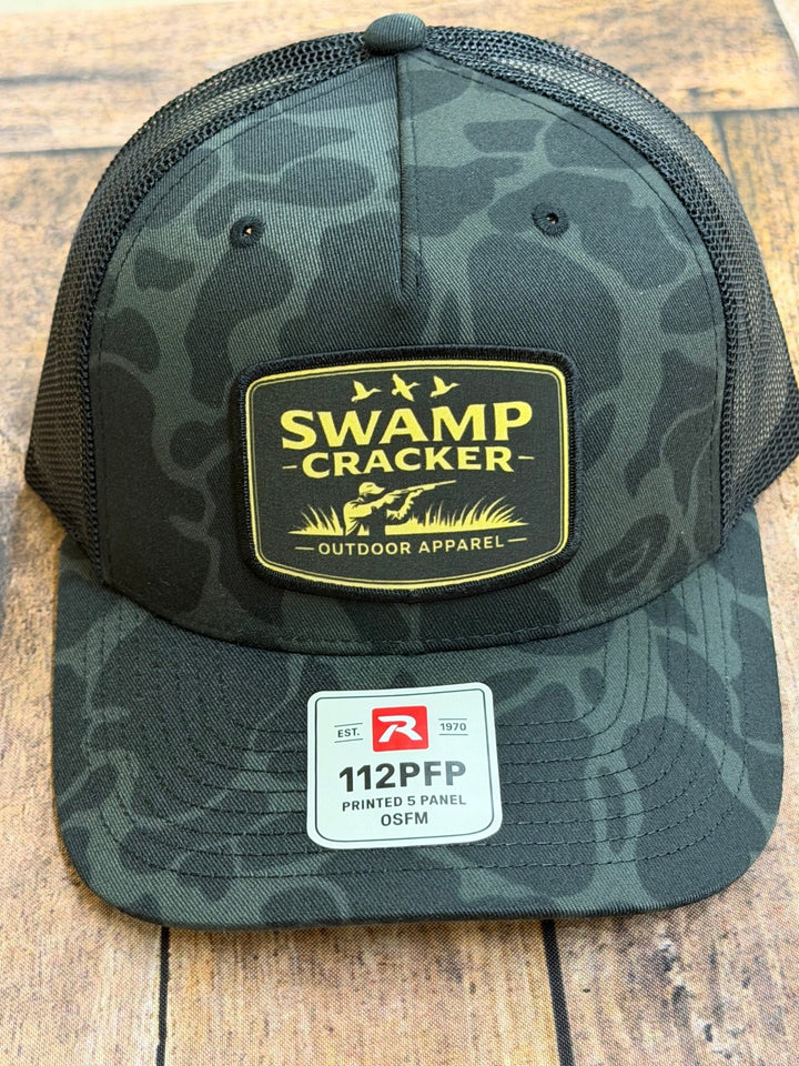 Swamp Cracker Black Label Logo Patch Hat - Swamp Cracker Outdoor Apparel