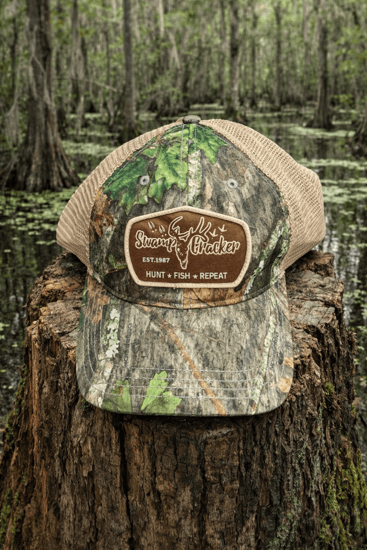 Swamp Cracker Hunt Fish Repeat Patch Hat - Swamp Cracker Outdoor Apparel