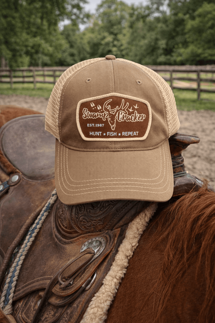 Swamp Cracker Hunt Fish Repeat Patch Hat - Swamp Cracker Outdoor Apparel