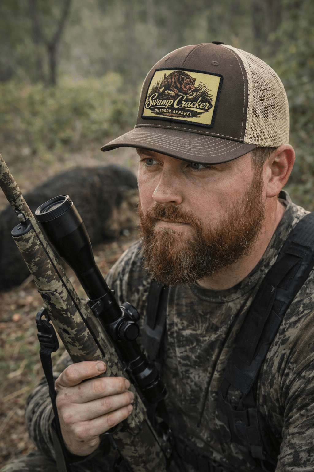 Swamp Cracker Postcard Patch Wild Hog Hat - Swamp Cracker Outdoor Apparel