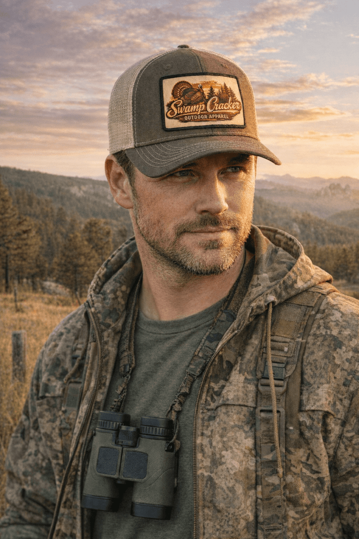 Swamp Cracker Postcard Patch Wild Turkey Hat - Swamp Cracker Outdoor Apparel