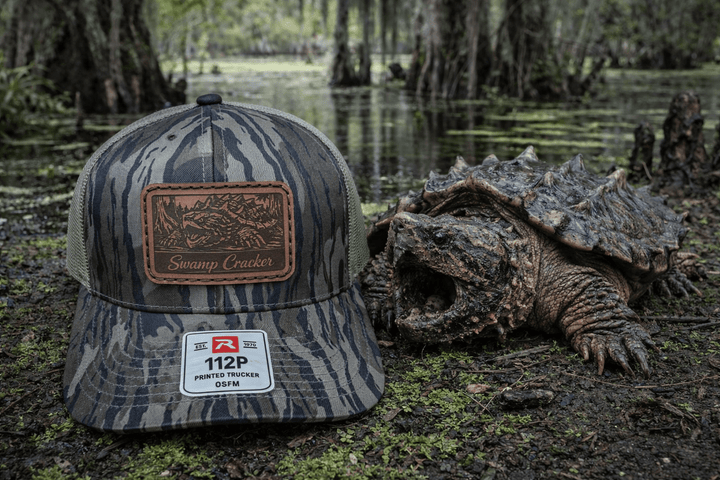 Swamp Cracker Snapping Turtle Leather Patch Hat - Swamp Cracker Outdoor Apparel