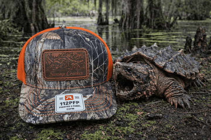 Swamp Cracker Snapping Turtle Leather Patch Hat - Swamp Cracker Outdoor Apparel