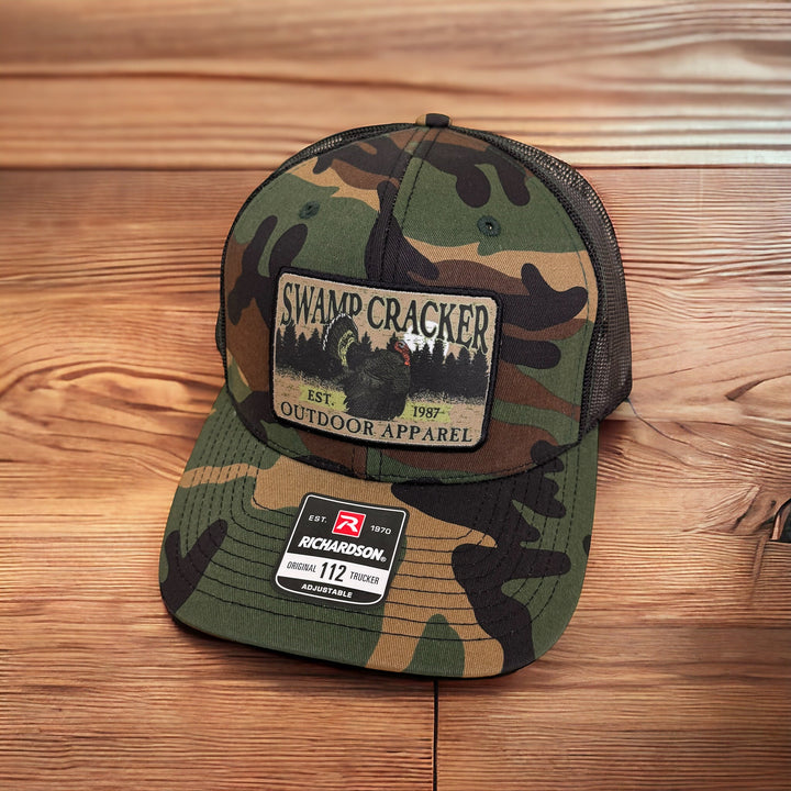 Swamp Cracker Strutting Turkey patch hat - Swamp Cracker Outdoor Apparel