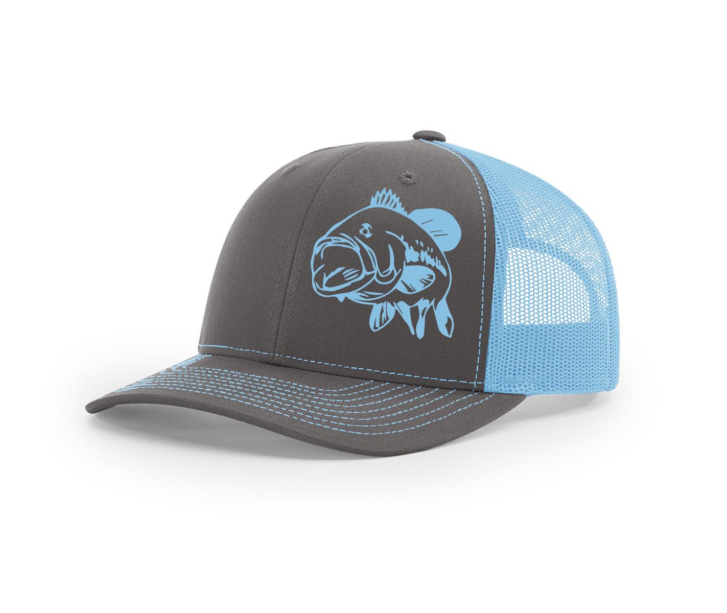 Accessories, Bass Fishing Foam Mesh Snapback Trucker Hat Cap Blue Stencil  Like Airbrush Look