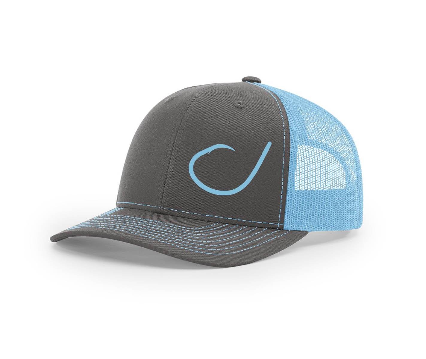 Circle Hook Salty and Swamp Cracker Snapback Hat, Charcoal/Columbia Blue