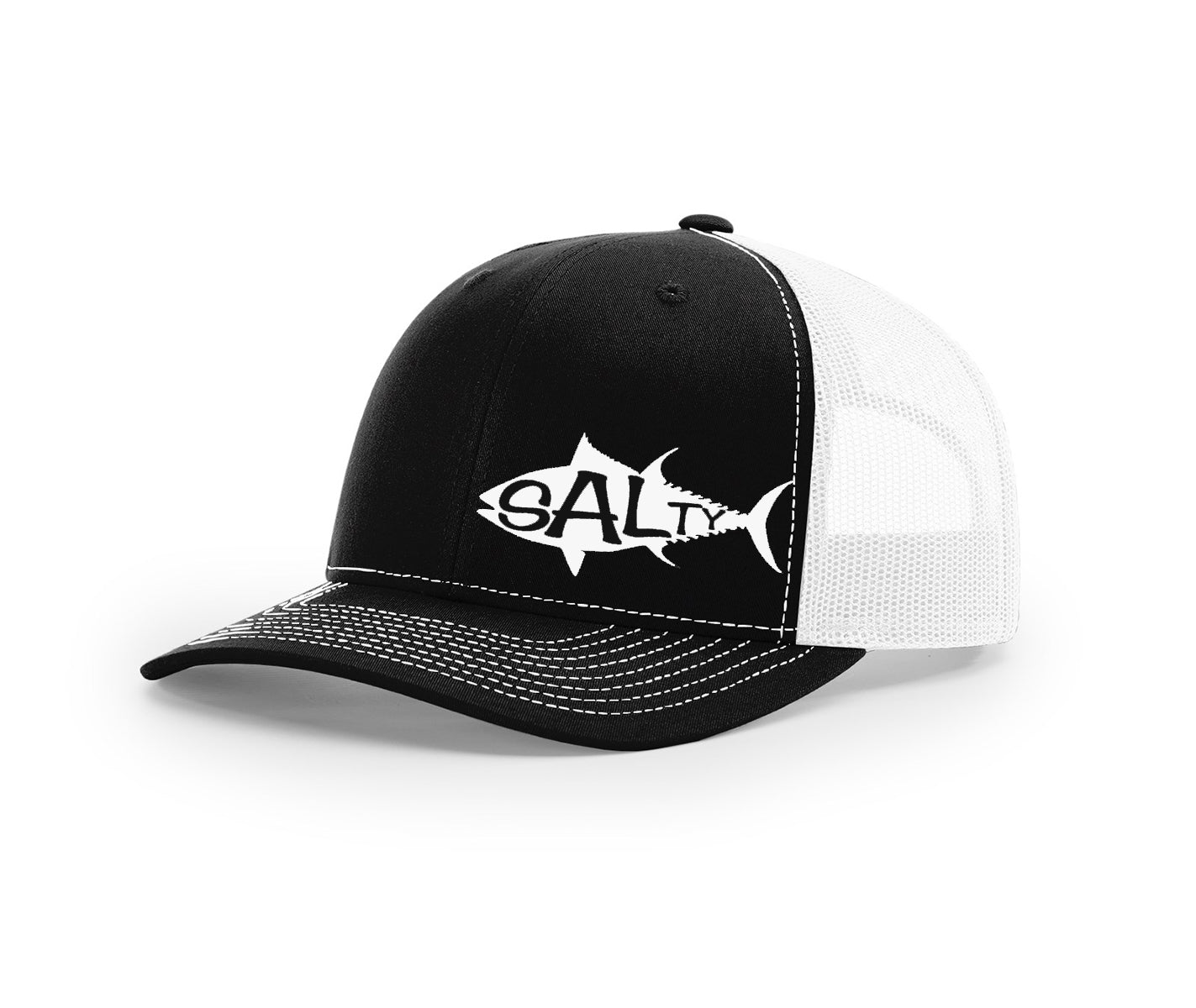 Tuna Outline Salty Cracker Snapback Hat, Black/Charcoal