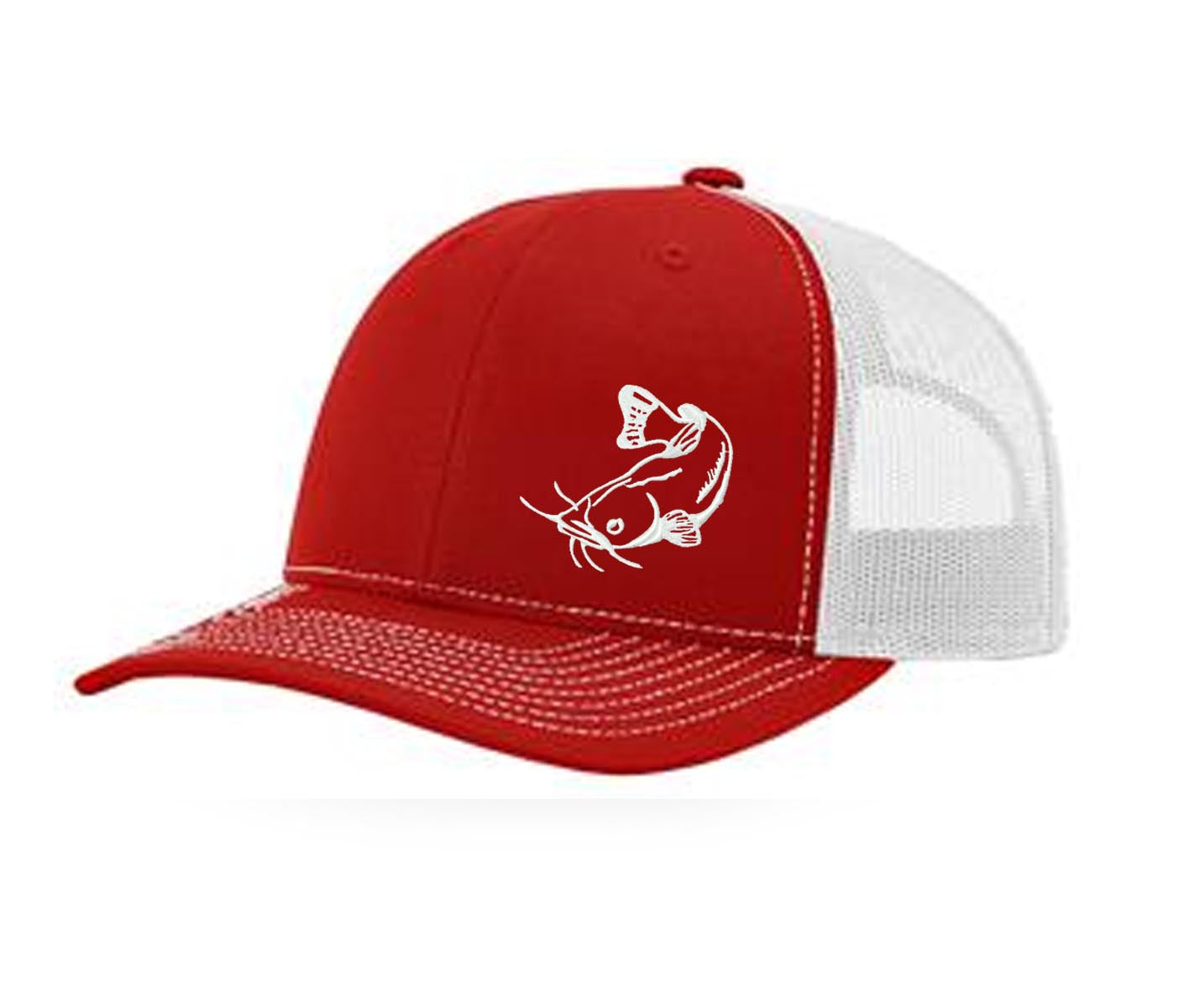 Swamp Cracker Catfish Snapback Hat, Red/White