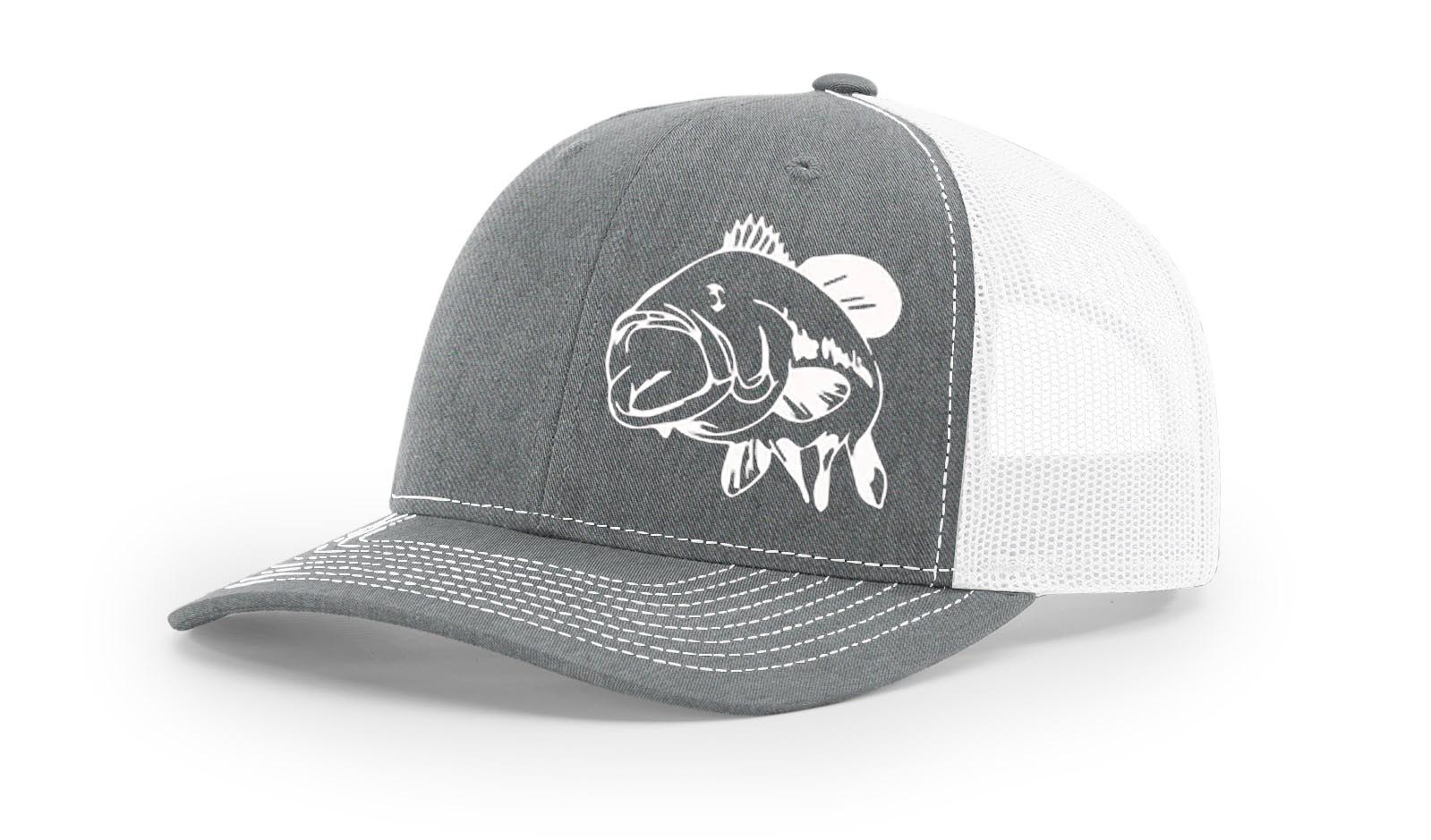 Skillfish - Grey snapback Cap - Large Mouth Bass Fishing Charcoal/Black Snapback @ Hatstore